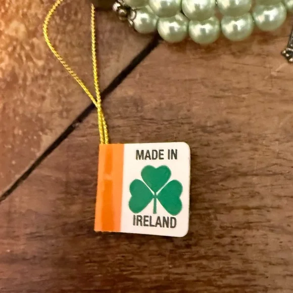 NWT Green Connemara Marble Faux Pearl Coil Rosary Bracelet, Made in Ireland, QVC - Picture 8 of 11